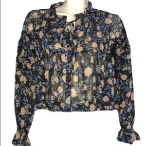 True Destiny Floral Short Smock Crop Top